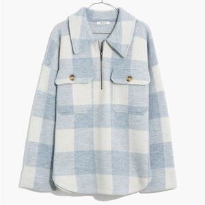 Madewell boiled wool half zip popover sweater in Buffalo check